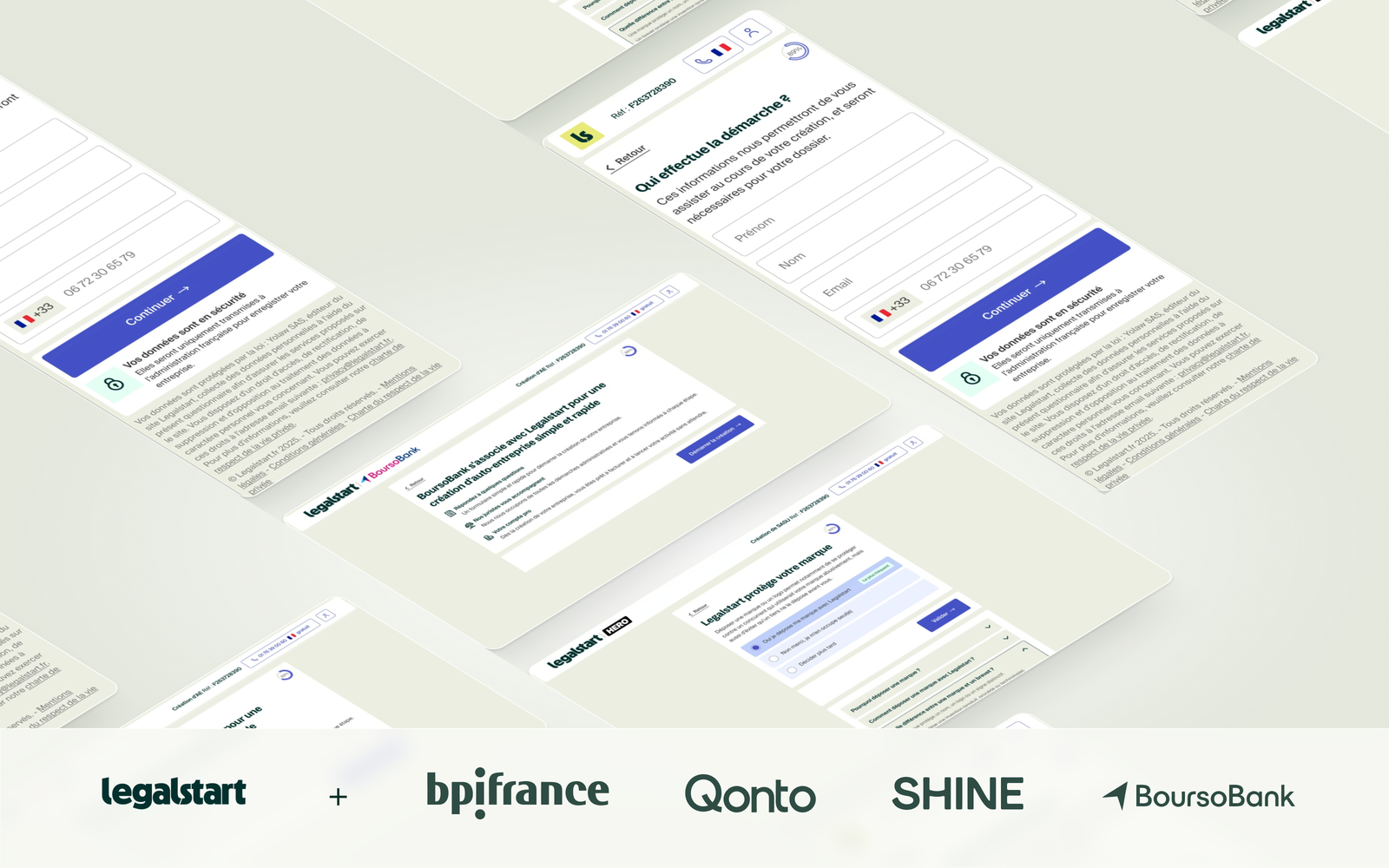 Legalstart partner integration flows with bpifrance, Qonto, Shine and BoursoBank